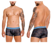 Unico epitome trunks 25020100102 men’s boxer briefs in black and blue with a textured geometric pattern