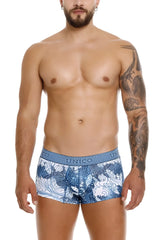 Blue and white patterned men’s briefs with decorative waistband featuring nico brand name Unico 25020100117 Barniz trunks