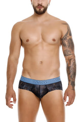 Black textured unico epitome briefs with blue elastic waistband in color 99 black for comfortable wear