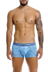 Light blue Unico 25040100101 Estraza patterned boxer briefs with subtle leaf design and unico waistband branding