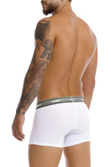White unico boxer briefs with gray elastic waistband featuring the brand name model 25040100122 sensacion trunks