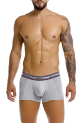 Gray unico men’s boxer briefs with supportive design and branded waistband in albaricoque trunks color 59-gray