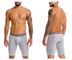 Light gray unico 25040100323 albaricoque men’s compression boxer briefs with contoured design and elastic waistband