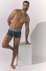 Unico 25050100103 chisell trunks dark gray boxer briefs with subtle texture and solid light gray waistband
