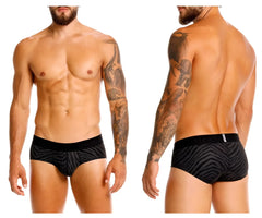 Black and gray zebra-striped men’s briefs with a black nico waistband unicO 25050101104 Zelmur briefs color 99-black