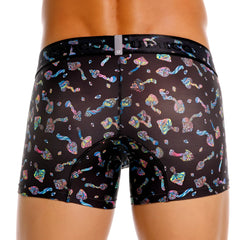 Black briefs unico 25060100103 hongos trunks color 99 black with vibrant psychedelic rainbow mushroom pattern