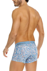 Unico 26020100112 lignina trunks blue men’s boxer briefs with white pattern and light blue unico waistband