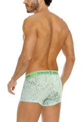 Light green unico 26020100115 hunos trunks briefs with patterned fabric and branded elastic waistband color 43 green