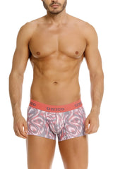 Unico 26020100116 acanalado trunks mens briefs with pink and gray pattern and solid pink waistband