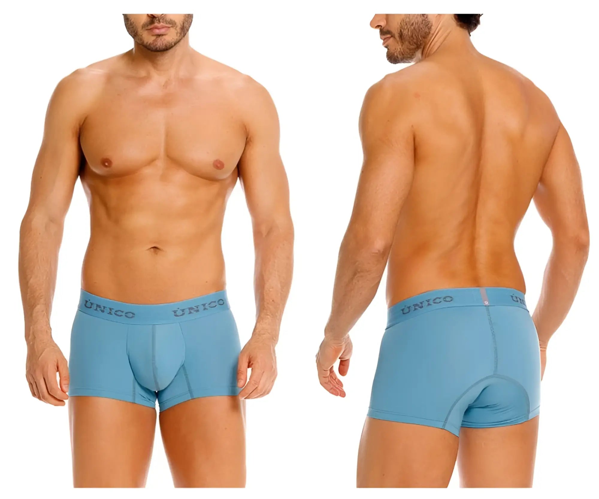 Light blue unico 26020100118 ventisca trunks men’s boxer briefs with padded fly and elastic waistband