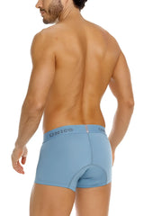 Light blue unico 26020100118 ventisca trunks men’s briefs with padded rear section shown from back side