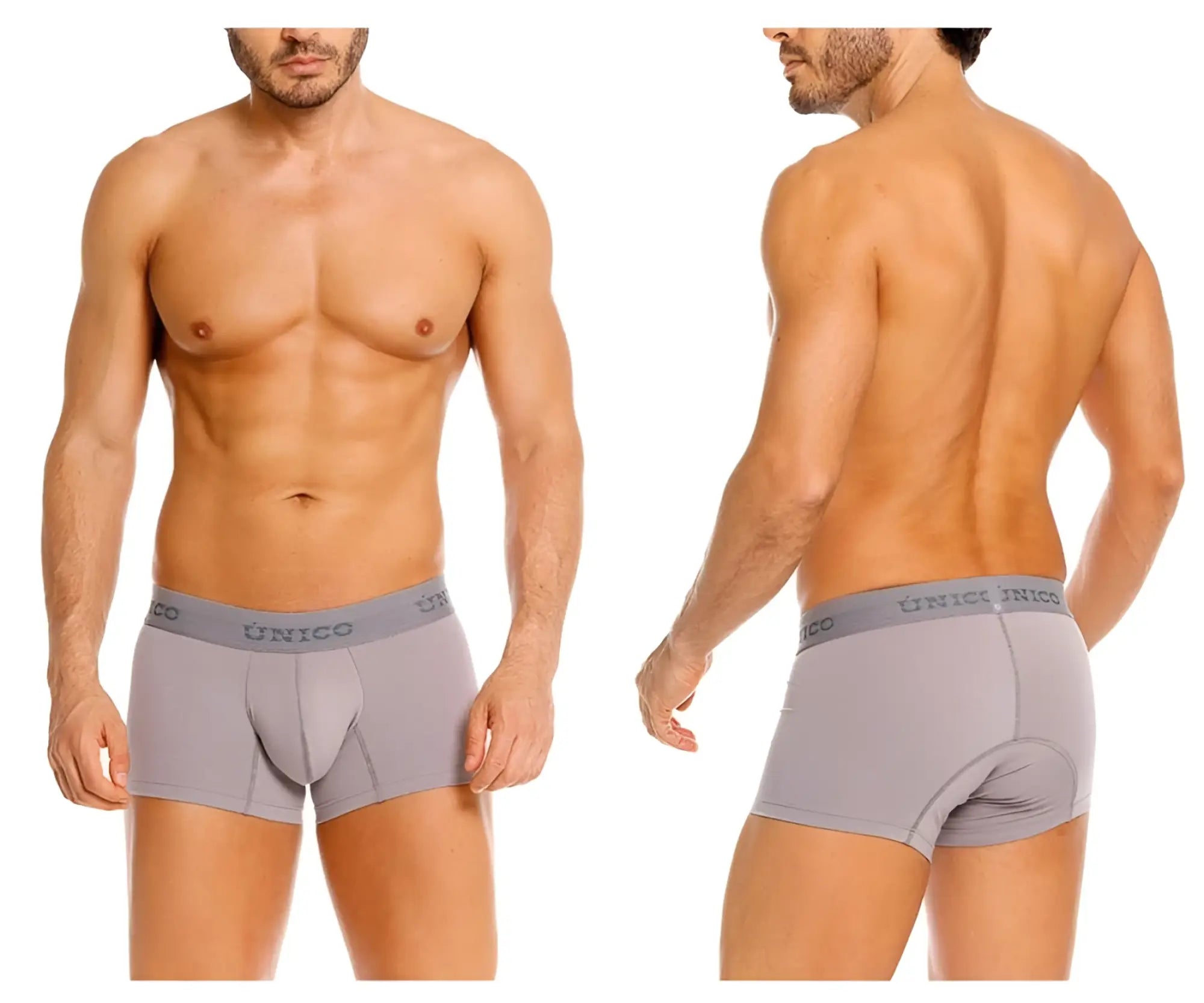 Gray unico men’s briefs with contoured design and elastic waistband in color 59 gray unico 26020100120 ruano trunks