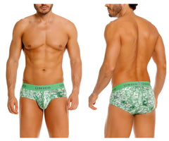 Green patterned unico 26020101102 piramide briefs with solid green waistband in color 43-green