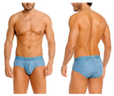 Light blue unico 26020101111 lenoso briefs with a subtle wavy pattern in comfortable breathable fabric
