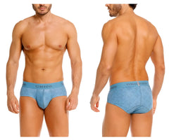Light blue unico 26020101111 lenoso briefs with a subtle wavy pattern in comfortable breathable fabric