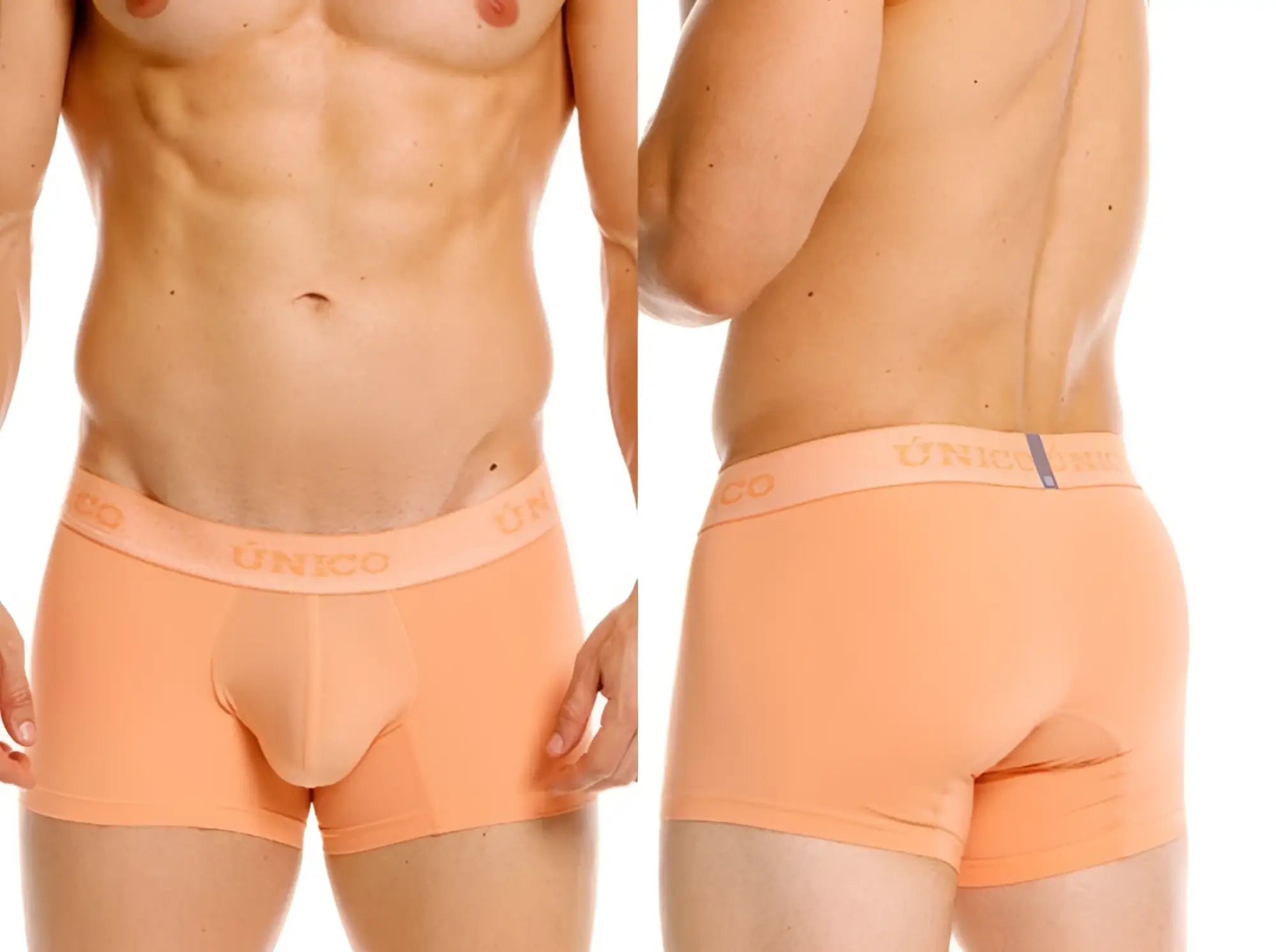 Unico 26040100122 classic trunks in apricot orange with soft smooth fabric and subtle elastic waistband for premium support