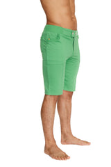 Urban tactical at home dress shorts in bamboo green with bright green slim-fit cargo style and two front pockets