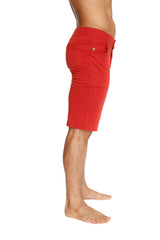 Urban tactical at home dress shorts in cinnabar red with fitted waistband side pockets and durable fabric