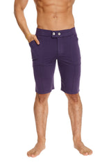 Urban tactical at home dress shorts in eggplant purple with button closure and side pockets for casual wear
