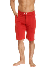 Urban tactical at home dress shorts in cinnabar red with buttoned waistband and side pockets for casual wear