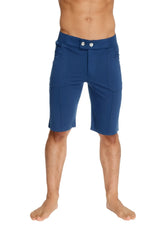 Urban tactical at home dress shorts royal blue tailored fit with silver buttons and subtle side pockets