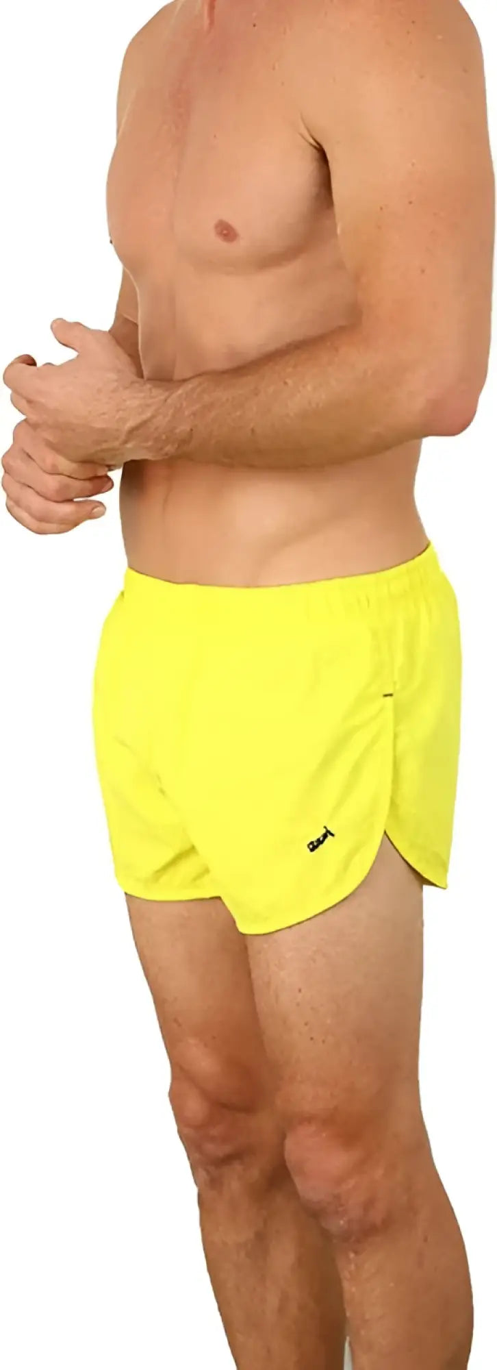 Uzzi running short bright yellow athletic shorts with side slit and elastic waistband for running