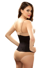 Black satin Vedette 103 Renee waist cincher with nude adjustable straps plus size for waist shaping