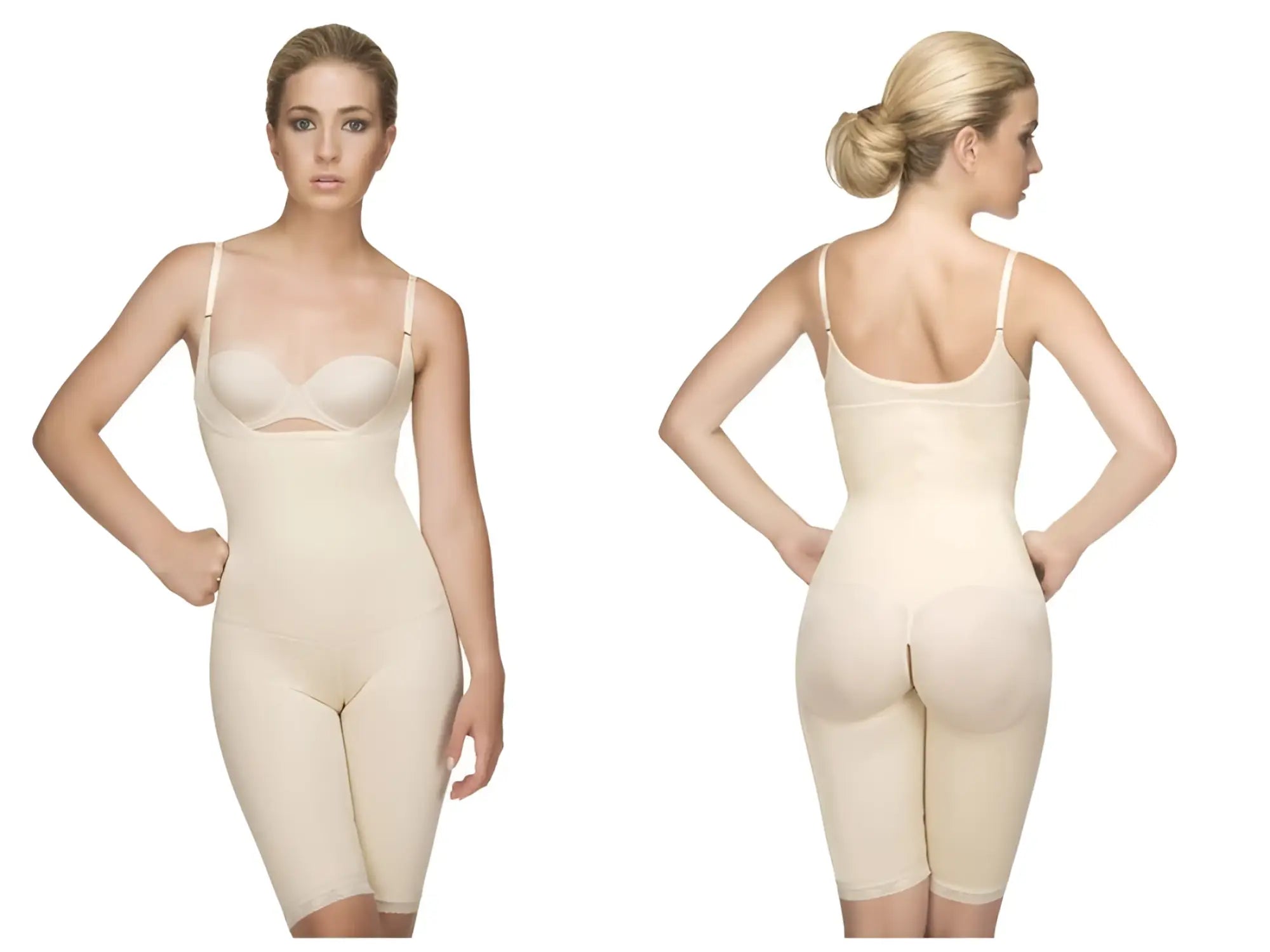 Beige seamless nude vedette 104 stephanie full body shaper with thin straps and smooth form fitting design