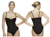 Black seamless Vedette 210 Nadine strapless bodysuit with thin straps and form-fitting design in bikini color black