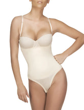 Beige vedette 211 nadine strapless bodysuit thong color nude with thin adjustable straps and smooth seamless design