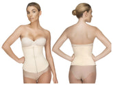 Beige Vedette 403 Gigi waist cincher corset with underwire, central zipper, and adjustable straps in nude color