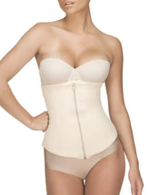 Cream-colored vedette 403 Gigi waist cincher with a central zipper and seamless structured design in nude color