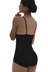 Black vedette 5099 strapless body shaper butt lifter in a smooth one-piece bodycon swimsuit with thin spaghetti straps