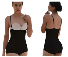 Black and white seamless bodycon bodysuit with thin straps vedette 5099 strapless body shaper butt lifter black
