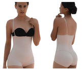Beige vedette 5099 strapless body shaper butt lifter with thin straps and black bra insert in nude color