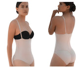 Vedette 5108 strapless body shaper butt lifter in nude with black and beige adjustable straps visible from the back