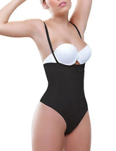 Black and white vedette 905 anastasia strapless waist nipper with thin straps and smooth form-fitting design