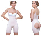 Vedette 914 amelie nude mid thigh open bottom seamless body shaping garment with thin straps and built in bra cup
