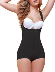Black vedette 936 ariana high back shapewear bodysuit with wide straps and white underwire bra insert