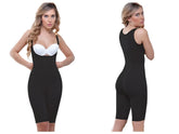 Vedette 938 full body control suit black form-fitting shaper with high back and white bra insert