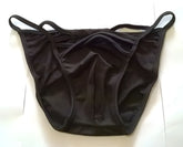 Black smooth textured fabric bikini briefs with thin elastic straps vizeau strapwork bikini swimwear size s