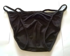 Black smooth textured fabric bikini briefs with thin elastic straps vizeau strapwork bikini swimwear size s