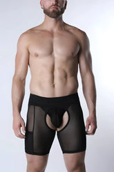 Void chap short black sheer mesh briefs with solid waistband and reinforced side panels for comfortable wear