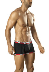 Maillot de bain Vuthy à carreaux avec ceinture contrastée et bordure de jambe, coupe carrée, noir/rouge 303, taille XL