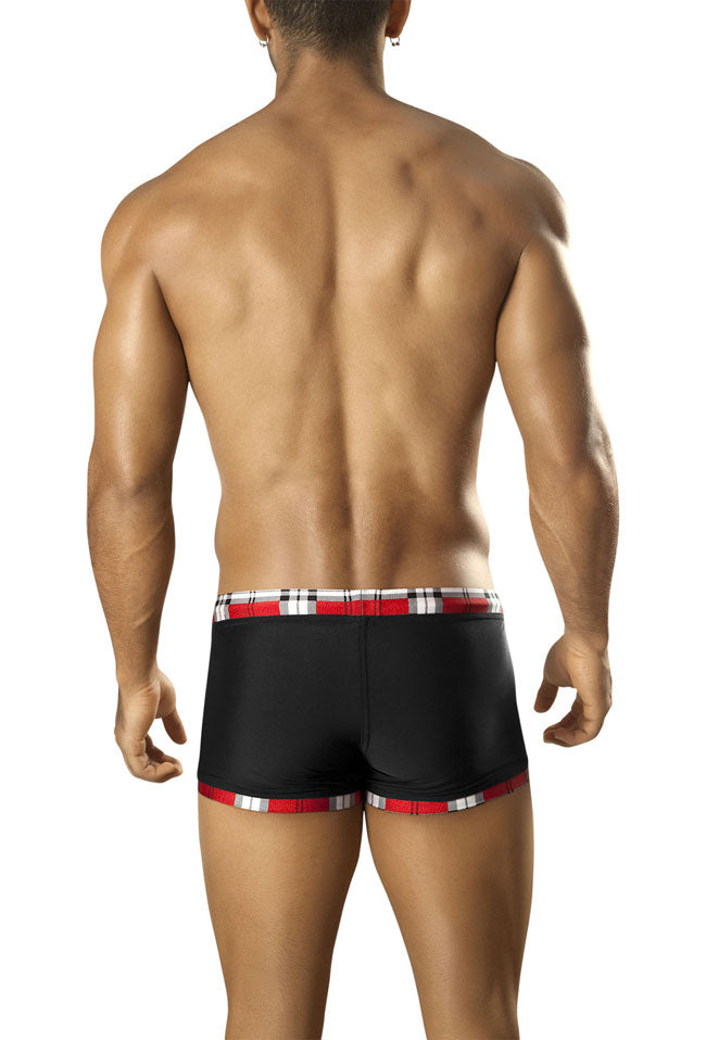 Maillot de bain Vuthy à carreaux avec ceinture contrastée et bordure de jambe, coupe carrée, noir/rouge 303, taille XL Maillot de bain Vuthy à carreaux avec ceinture contrastée et bordure de jambe, coupe carrée, noir/rouge 303, taille XL