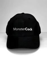 Wildmant ball cap black cotton baseball hat with white embroidered monstercock text on front panel