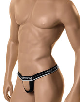 WildmanT The Ball Lifter black thong with white trim and logo featuring a supportive design for comfort and lift