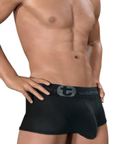 Black wildmant big boy mesh pouch boxer brief with breathable textured fabric and branded elastic waistband