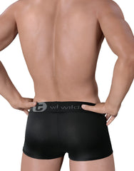 WildmanT big boy mesh pouch boxer brief black in sleek faux-leather with textured finish and wild logo waistband