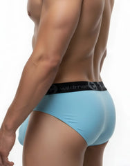 Light blue WildmanT Big Boy pouch brief with black elastic waistband featuring Wildman brand logo